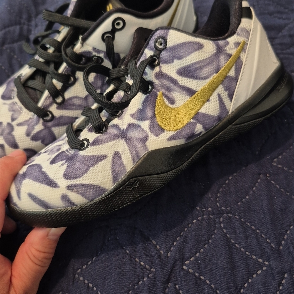Nike Purple Floral Sneakers with Gold Swoosh